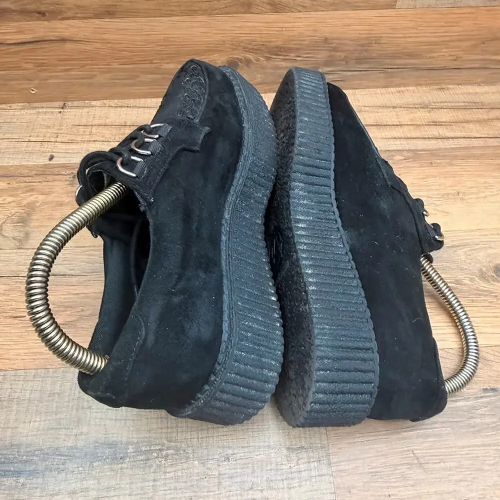 TUK Anarchic Platform Creepers Black Faux Suede Mens 6 Womens 8 Goth Punk